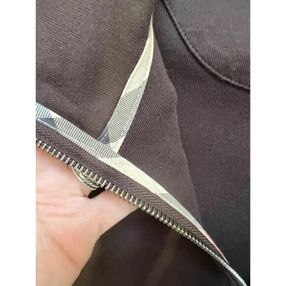 Burberry Brit Dark Brown Half Zip High Collar Embroidered Logo Sweatshirt Medium - Picture 4 of 10